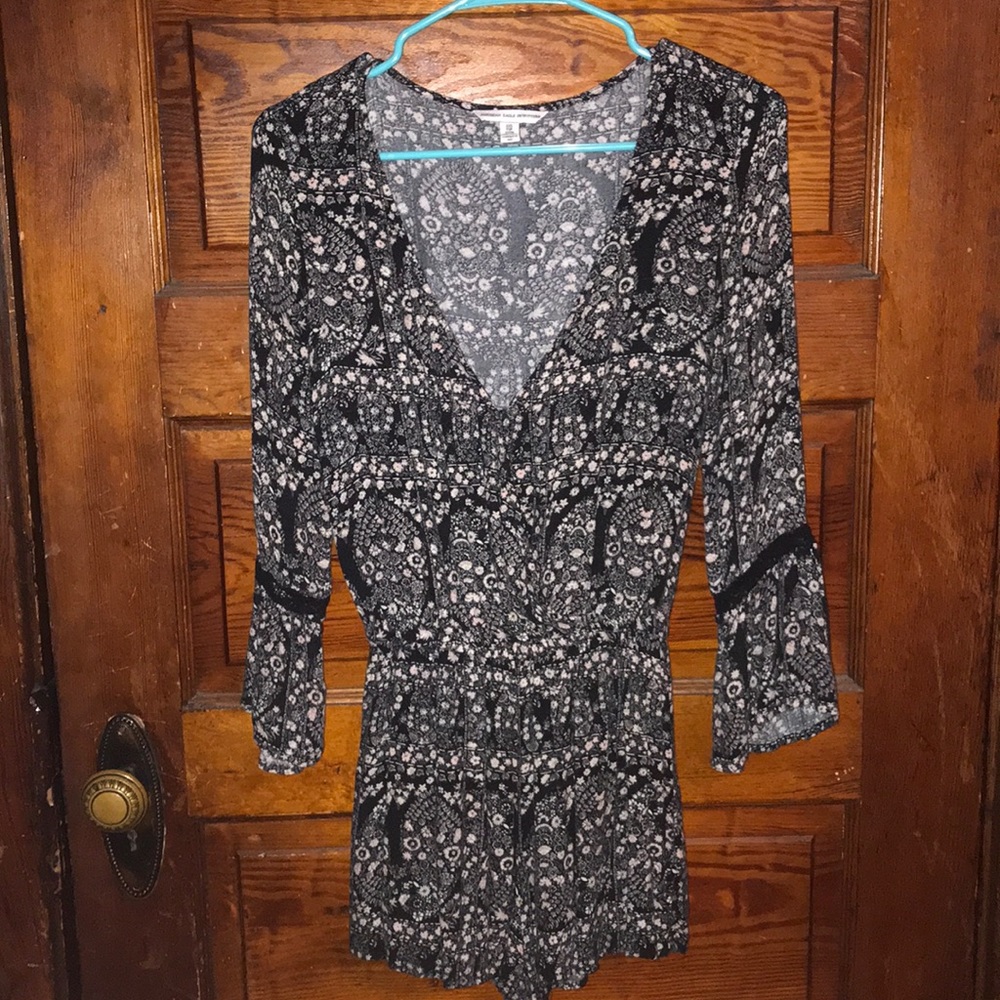 Navy floral romper